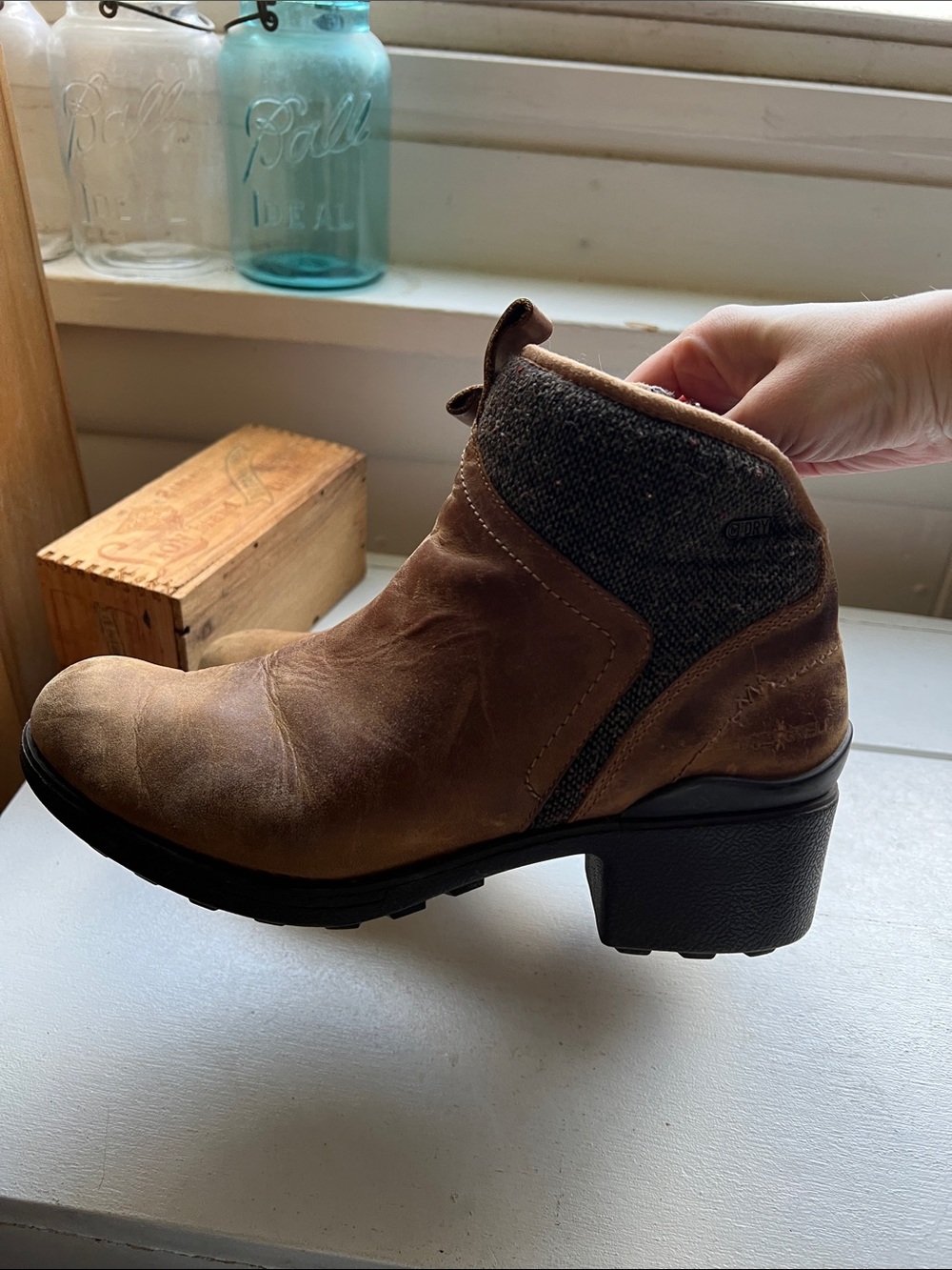 Merrell Brown Leather Dark Heather Ankle Booties Chateau 2 heels size 8.5 - Picture 11 of 17